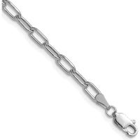 14K White Gold 3.7mm Semi-Solid Beveled Paperclip Chain Bracelet - Polished Rhodium Finish by Oro Pregiato