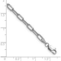 14K White Gold 3.7mm Semi-Solid Beveled Paperclip Chain Bracelet with Lobster Clasp by Oro Pregiato