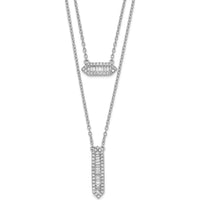 14K White Gold 3/8 Carat Baguette and Round Diamond Double Strand Necklace - 0.41 Carat Total Diamond Weight by Oro Pregiato