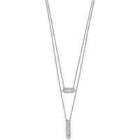 14K White Gold 3/8 Carat Baguette and Round Diamond Double Strand Necklace - 0.41 Carat Total Diamond Weight by Oro Pregiato