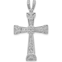 14K White Gold 3/8 Carat Diamond Filigree Cross Pendant by Monteluci Fine Jewelry