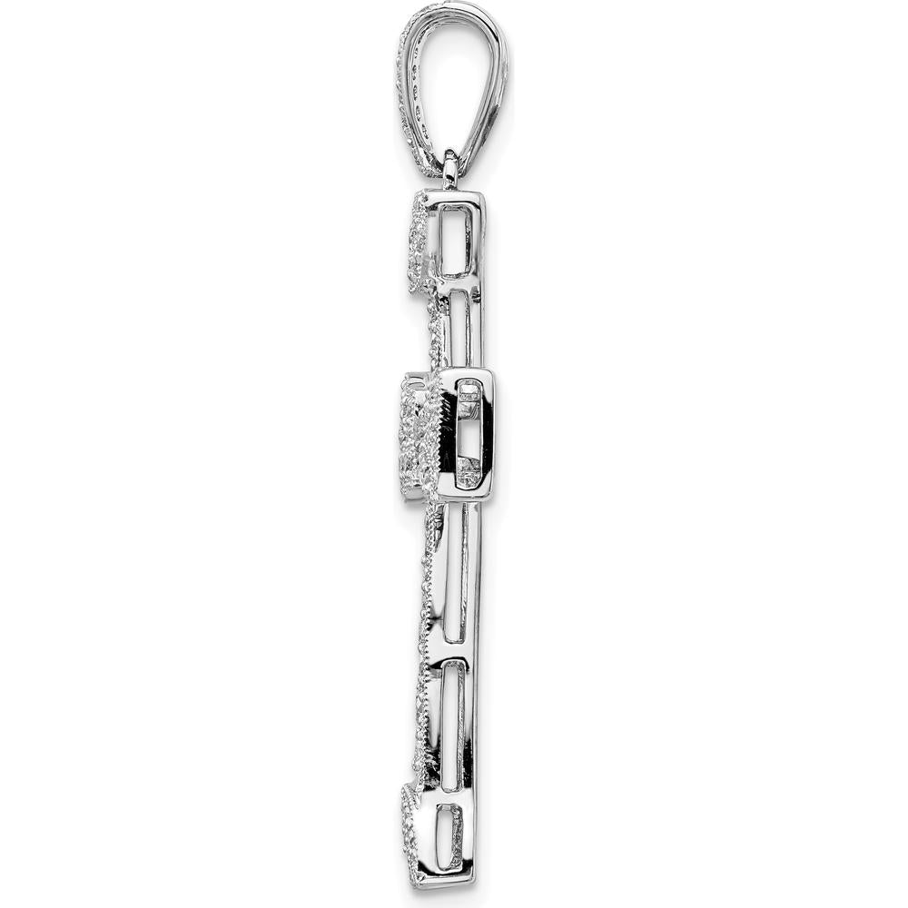 14K White Gold 3/8 Carat Diamond Filigree Cross Pendant by Monteluci Fine Jewelry