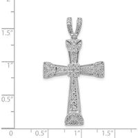 14K White Gold 3/8 Carat Diamond Filigree Cross Pendant by Monteluci Fine Jewelry