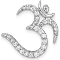 14K White Gold 3/8 Carat Diamond Om Symbol Chain Slide - Natural Round Diamonds by Monteluci Fine Jewelry