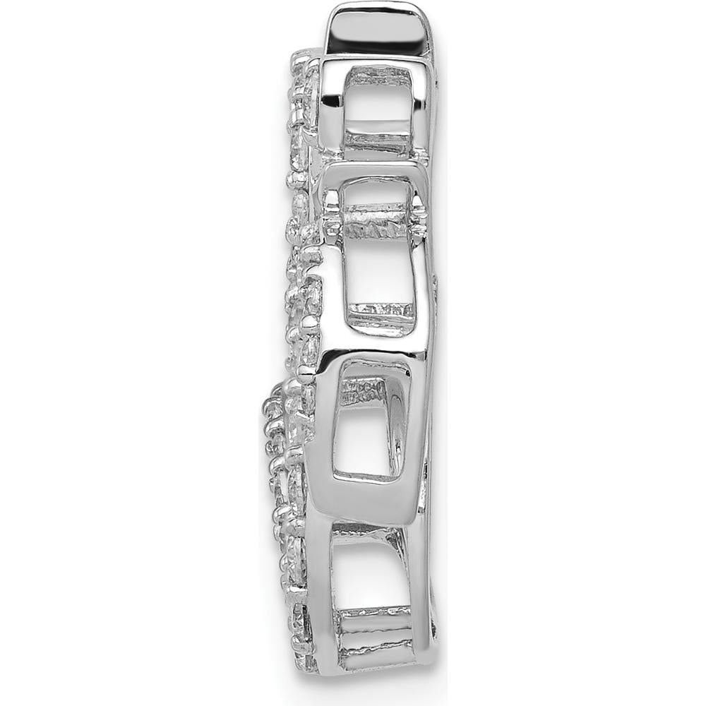 14K White Gold 3/8 Carat Diamond Om Symbol Chain Slide - Natural Round Diamonds by Monteluci Fine Jewelry