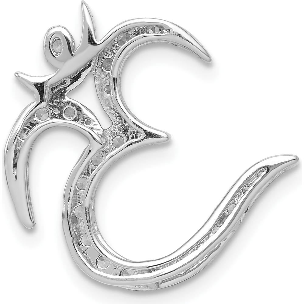 14K White Gold 3/8 Carat Diamond Om Symbol Chain Slide - Natural Round Diamonds by Monteluci Fine Jewelry