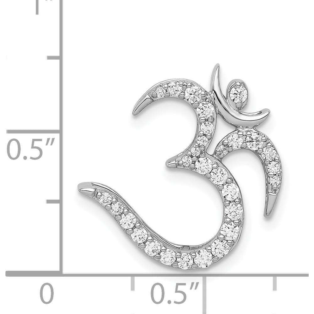 14K White Gold 3/8 Carat Diamond Om Symbol Chain Slide - Natural Round Diamonds by Monteluci Fine Jewelry