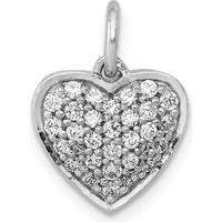 14K White Gold 3/8 Carat Pave Diamond Heart Pendant - Sparkling Round Diamonds by Monteluci Fine Jewelry