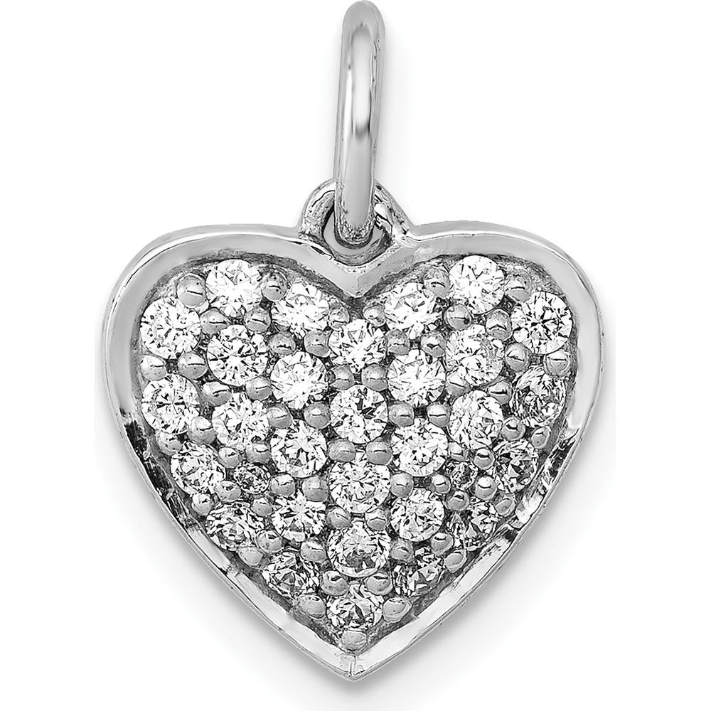 14K White Gold 3/8 Carat Pave Diamond Heart Pendant - Sparkling Round Diamonds by Monteluci Fine Jewelry