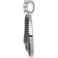 14K White Gold 3/8 Carat White and Black Diamond Fancy Circle Pendant - 0.38 Carat Total Diamond Weight by Monteluci Fine Jewelry