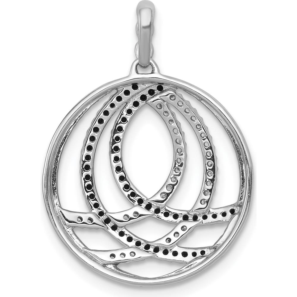 14K White Gold 3/8 Carat White and Black Diamond Fancy Circle Pendant - 0.38 Carat Total Diamond Weight by Monteluci Fine Jewelry
