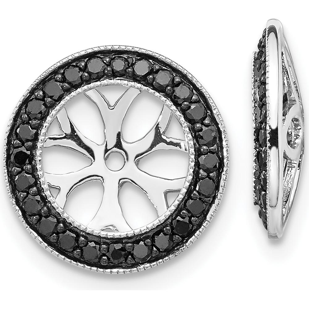 14K White Gold 3/8 Carats Black Diamond Earring Jackets with Round Stones by Monteluci Fine Jewelry