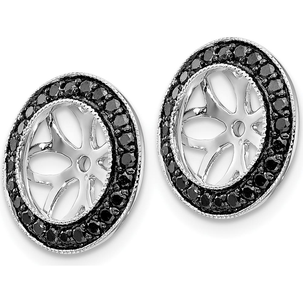14K White Gold 3/8 Carats Black Diamond Earring Jackets with Round Stones by Monteluci Fine Jewelry