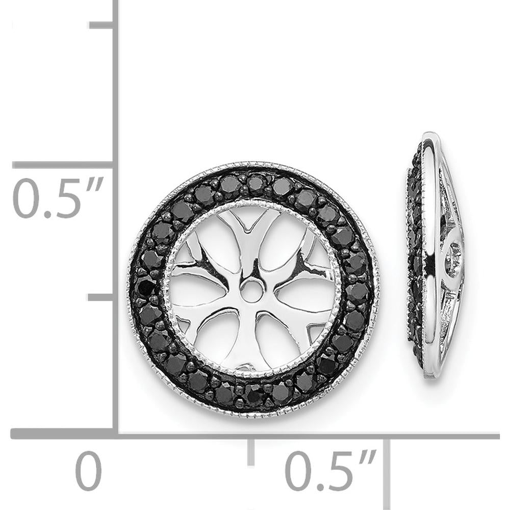 14K White Gold 3/8 Carats Black Diamond Earring Jackets with Round Stones by Monteluci Fine Jewelry