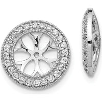 14K White Gold 3/8 Carats Diamond Earring Jackets - Rhodium Plated Cluster Design by Monteluci Fine Jewelry