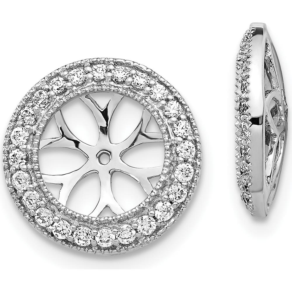 14K White Gold 3/8 Carats Diamond Earring Jackets - Rhodium Plated Cluster Design by Monteluci Fine Jewelry