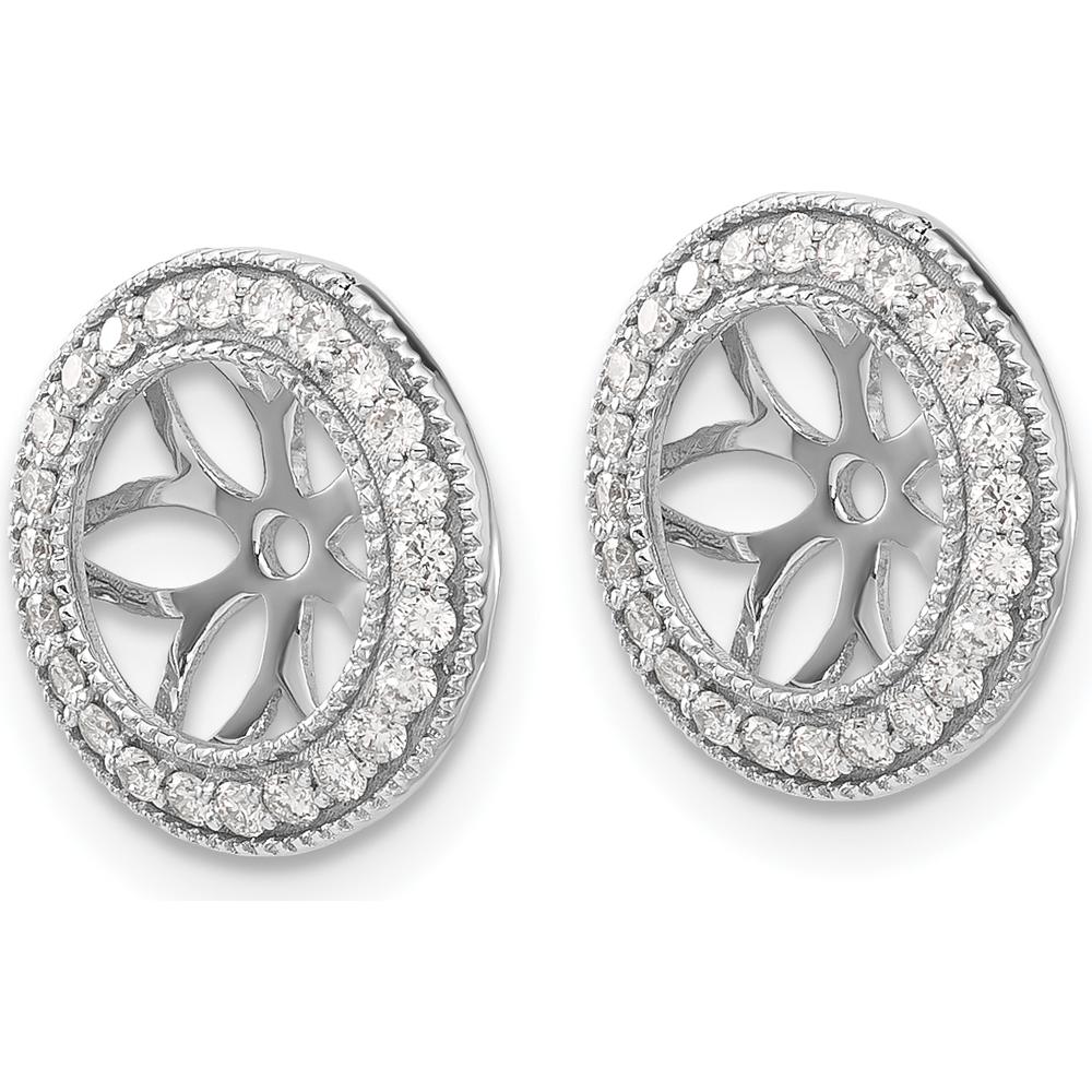 14K White Gold 3/8 Carats Diamond Earring Jackets - Rhodium Plated Cluster Design by Monteluci Fine Jewelry