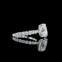 14K White Gold 3.93 Carat Cushion Cut Lab Diamond Solitaire Shank Ring with Round Accent Diamonds - IGI Certified D VVS2 Center Stone - Covaloro Fine Jewelry