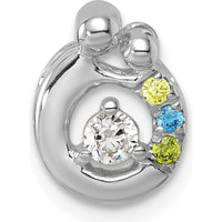 14K White Gold 3 Birthstone and Diamond Mother/Child Chain Slide Semi-Mount Pendant - Customizable with Your Birthstones and Diamonds by Oro Pregiato