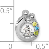 14K White Gold 3 Birthstone and Diamond Mother/Child Chain Slide Semi-Mount Pendant - Customizable with Your Birthstones and Diamonds by Oro Pregiato
