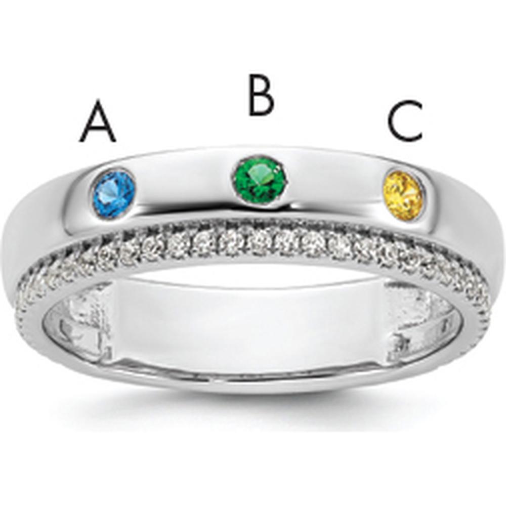 14K White Gold 3 Birthstone and Diamond Mother's Ring Semi-mount - 0.25 Carat Diamond Total Weight by Oro Pregiato