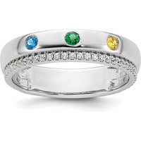 14K White Gold 3 Birthstone and Diamond Mother's Ring Semi-mount - 0.25 Carat Diamond Total Weight by Oro Pregiato