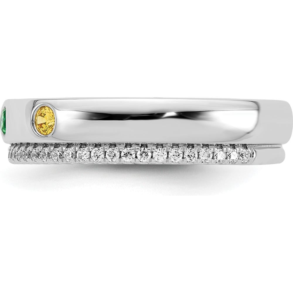 14K White Gold 3 Birthstone and Diamond Mother's Ring Semi-mount - 0.25 Carat Diamond Total Weight by Oro Pregiato