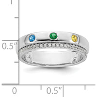 14K White Gold 3 Birthstone and Diamond Mother's Ring Semi-mount - 0.25 Carat Diamond Total Weight by Oro Pregiato