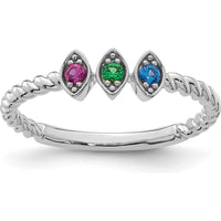 14K White Gold 3-Birthstone Mother's Ring with Marquise Settings in Sapphire, Emerald, and Ruby - Customizable for Personalized Touch by Oro Pregiato