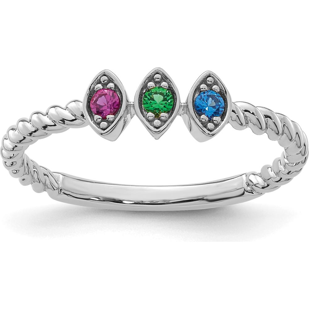 14K White Gold 3-Birthstone Mother's Ring with Marquise Settings in Sapphire, Emerald, and Ruby - Customizable for Personalized Touch by Oro Pregiato