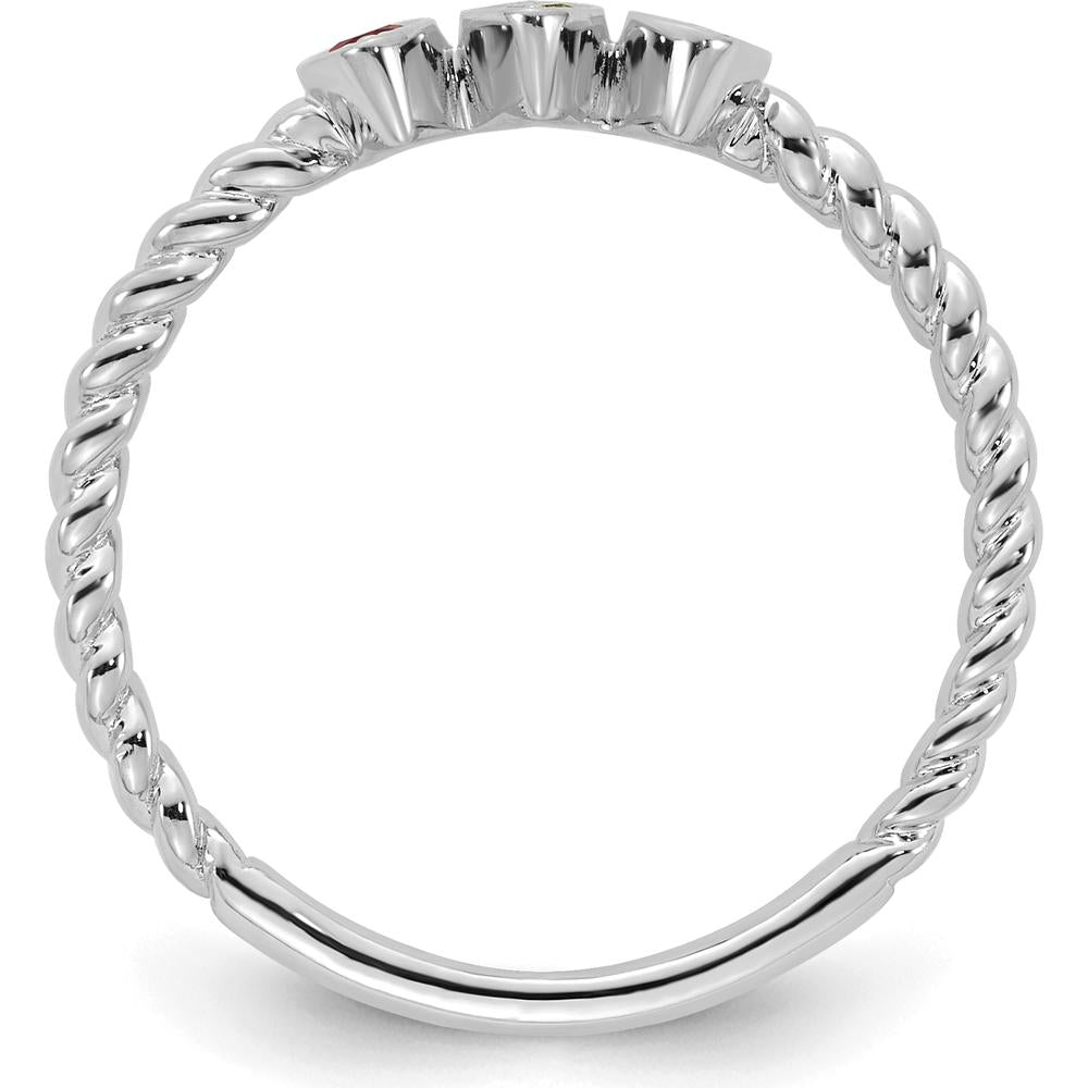14K White Gold 3-Birthstone Mother's Ring with Marquise Settings in Sapphire, Emerald, and Ruby - Customizable for Personalized Touch by Oro Pregiato