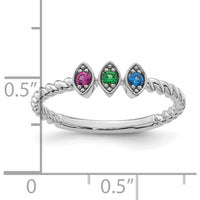 14K White Gold 3-Birthstone Mother's Ring with Marquise Settings in Sapphire, Emerald, and Ruby - Customizable for Personalized Touch by Oro Pregiato