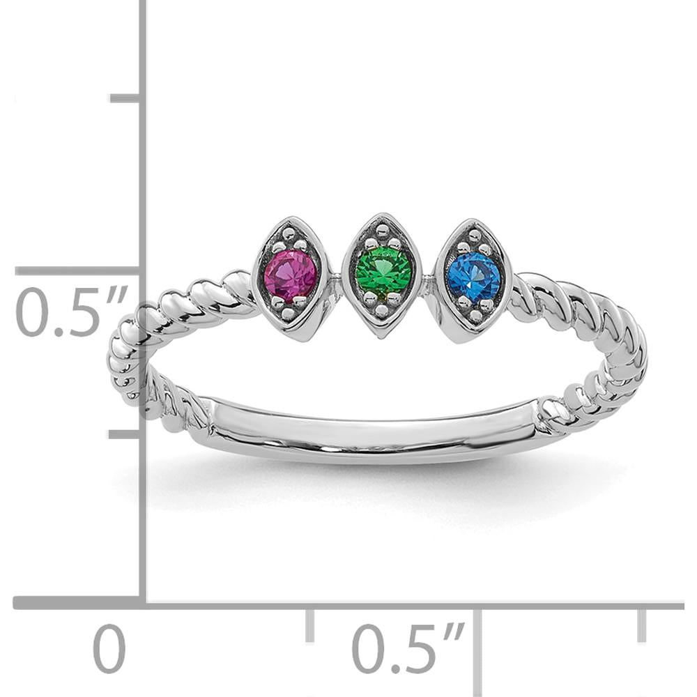 14K White Gold 3-Birthstone Mother's Ring with Marquise Settings in Sapphire, Emerald, and Ruby - Customizable for Personalized Touch by Oro Pregiato