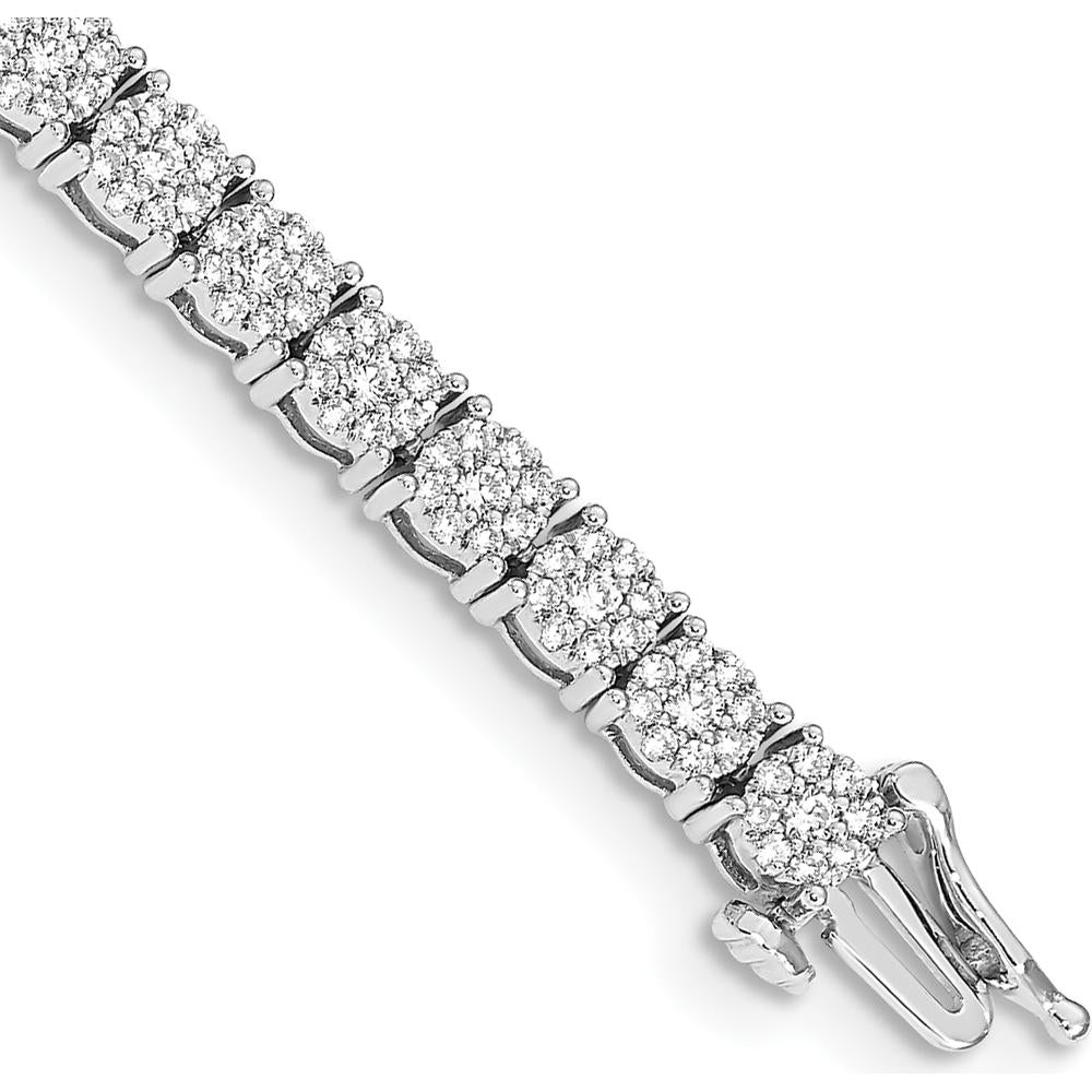 14K White Gold 3-Carat Diamond Cluster Tennis Bracelet - 7" Length by Monteluci Fine Jewelry