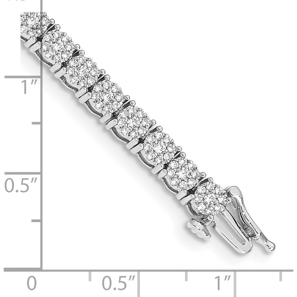 14K White Gold 3-Carat Diamond Cluster Tennis Bracelet - 7" Length by Monteluci Fine Jewelry