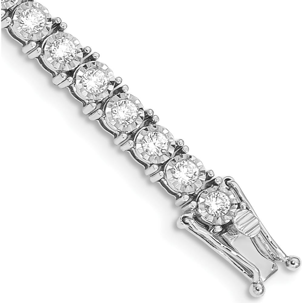 14K White Gold 3-Carat Diamond Illusion Setting Tennis Bracelet - 42 Round Diamonds by Monteluci Fine Jewelry