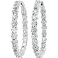 14K White Gold 3 Carat Inside-Out Hoop Earrings with Diamond Accents - 1.5 Carat Diamond Weight per Earring