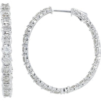 14K White Gold 3 Carat Inside-Out Hoop Earrings with Diamond Accents - 1.5 Carat Diamond Weight per Earring
