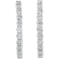 14K White Gold 3 Carat Inside-Out Hoop Earrings with Diamond Accents - 1.5 Carat Diamond Weight per Earring