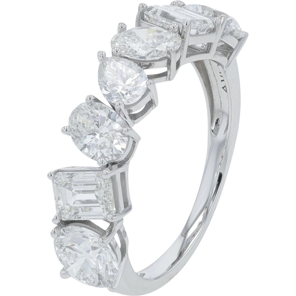 14K White Gold 3 Carat Lab Grown Diamond Band with Mixed Cut Diamonds - 3.00 Carat Total Diamond Weight