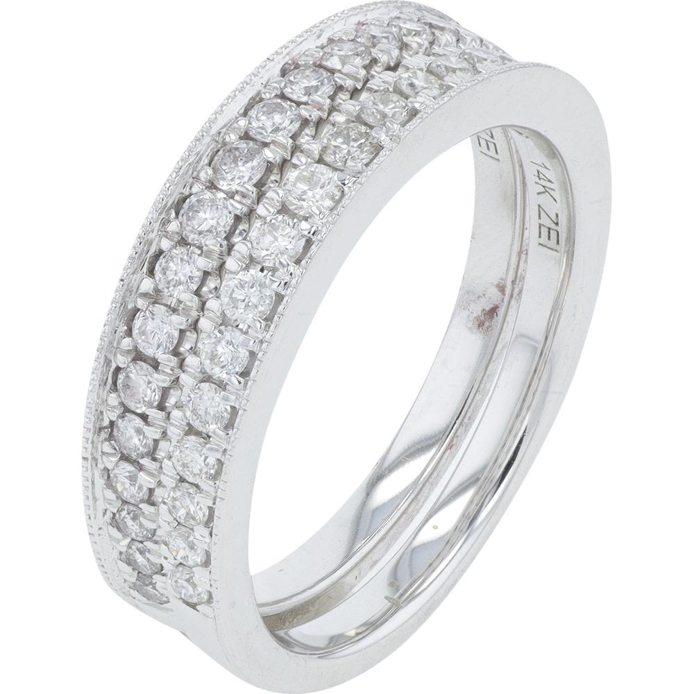 14K White Gold 3 Carat Princess Cut Diamond Bridal Set with Halo and Milgrain Details