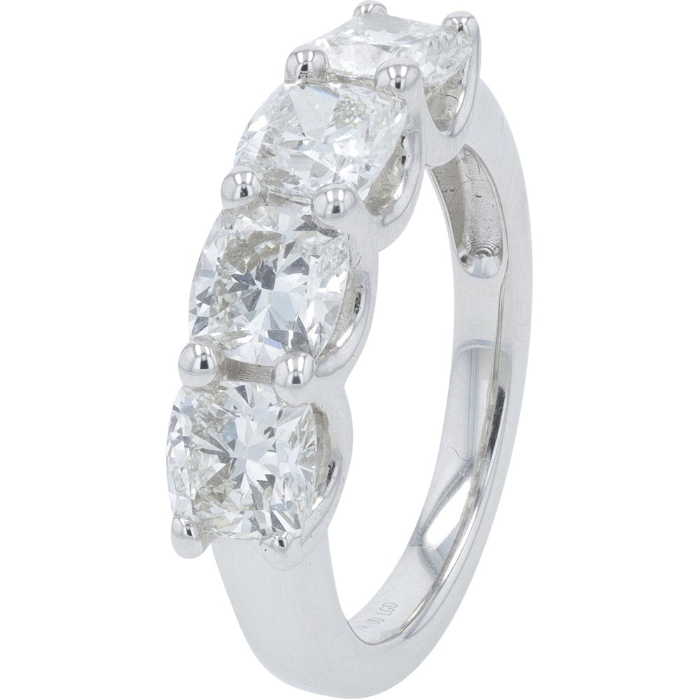 14K White Gold 3 Carat Total Weight Lab Grown Diamond Band with Prong Set Round Brilliant Cut Diamonds