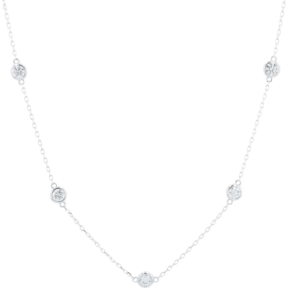 14K White Gold 3 Carats Lab Grown Diamond by the Yard Necklace