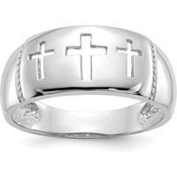14K White Gold 3 Cross Cut-out Ring with Rhodium Plating by Oro Pregiato