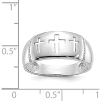 14K White Gold 3 Cross Cut-out Ring with Rhodium Plating by Oro Pregiato