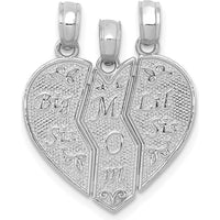 14K White Gold 3-Piece Break-apart Big Sis-Mom-Lil Sis Charm with Polished & Brushed Finish by Oro Pregiato