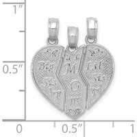 14K White Gold 3-Piece Break-apart Big Sis-Mom-Lil Sis Charm with Polished & Brushed Finish by Oro Pregiato