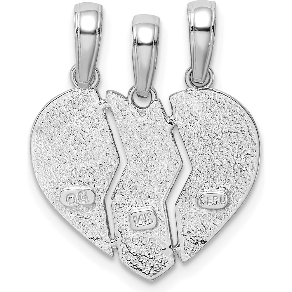 14K White Gold 3-Piece Break-apart Big Sis-Mom-Lil Sis Charm with Polished & Brushed Finish by Oro Pregiato