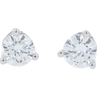 14K White Gold 3-Prong Set Round Lab Grown Diamond Stud Earrings - 0.58 Carat Total Diamond Weight