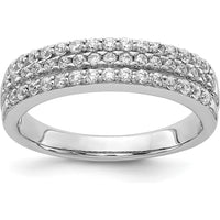 14K White Gold 3-Row Diamond Band with Round Diamonds - 0.41 Carat Total Diamond Weight by 0
